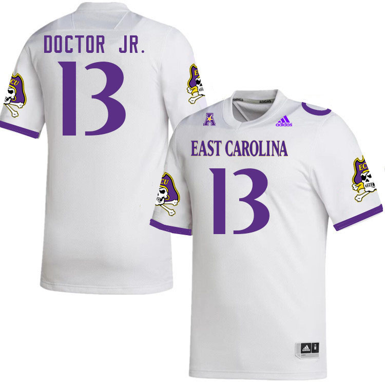 Men #13 Eric Doctor Jr. ECU Pirates 2023 College Football Jerseys Stitched-White - Click Image to Close